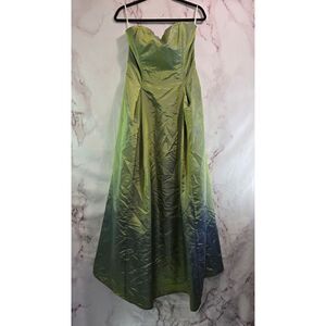 Gunne Sax Dress Womens Medium Green Holographic Y2K Whimsy Tube Prom Millennium